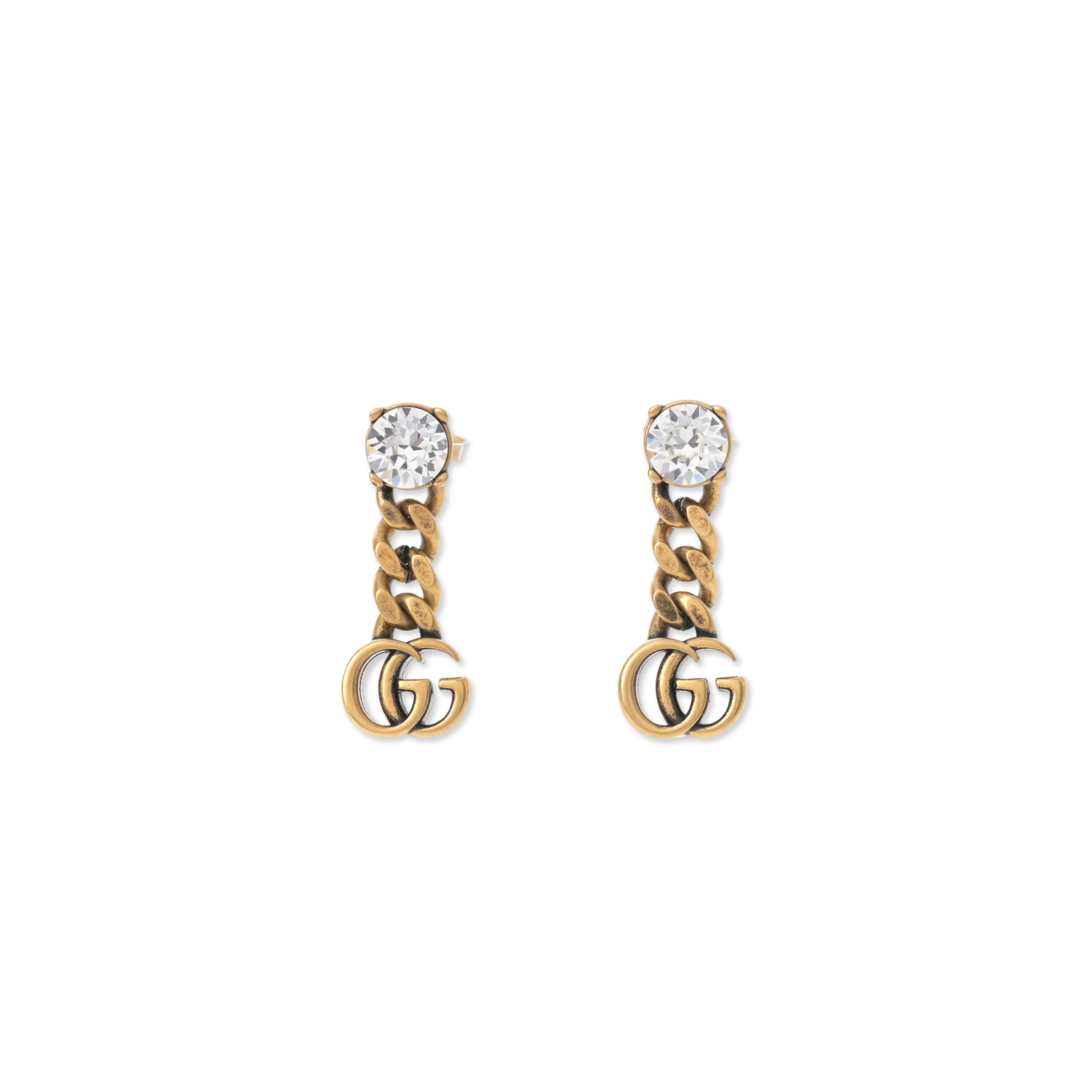 GUCCI CRYSTAL DOUBLE G EARRINGS 645683